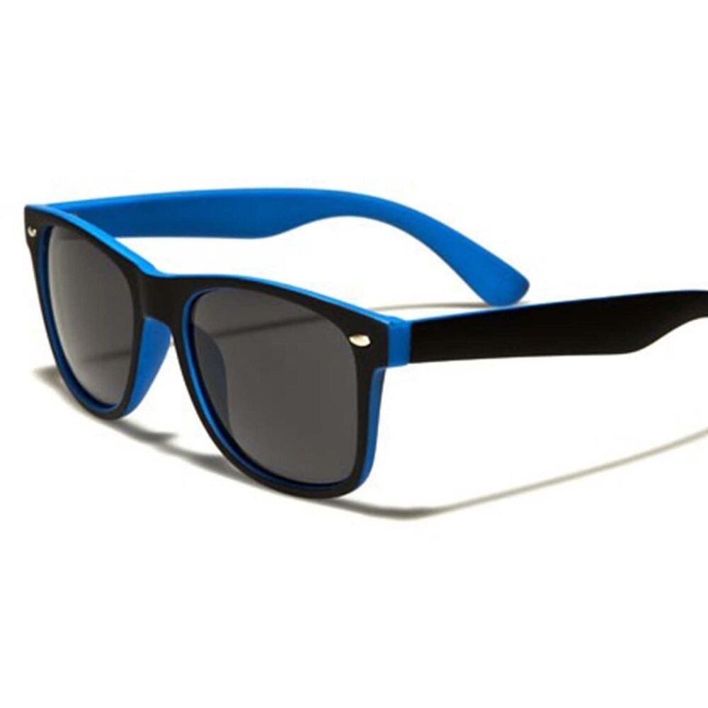 Classic Vintage Retro 80s Fashion Two-Tone Black & Blue Horn Rimmed Sunglasses